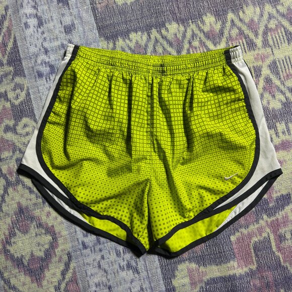 Nike Dri-Fit Tempo Green Printed Athletic Lined Running Shorts Women's Medium M - Picture 1 of 10